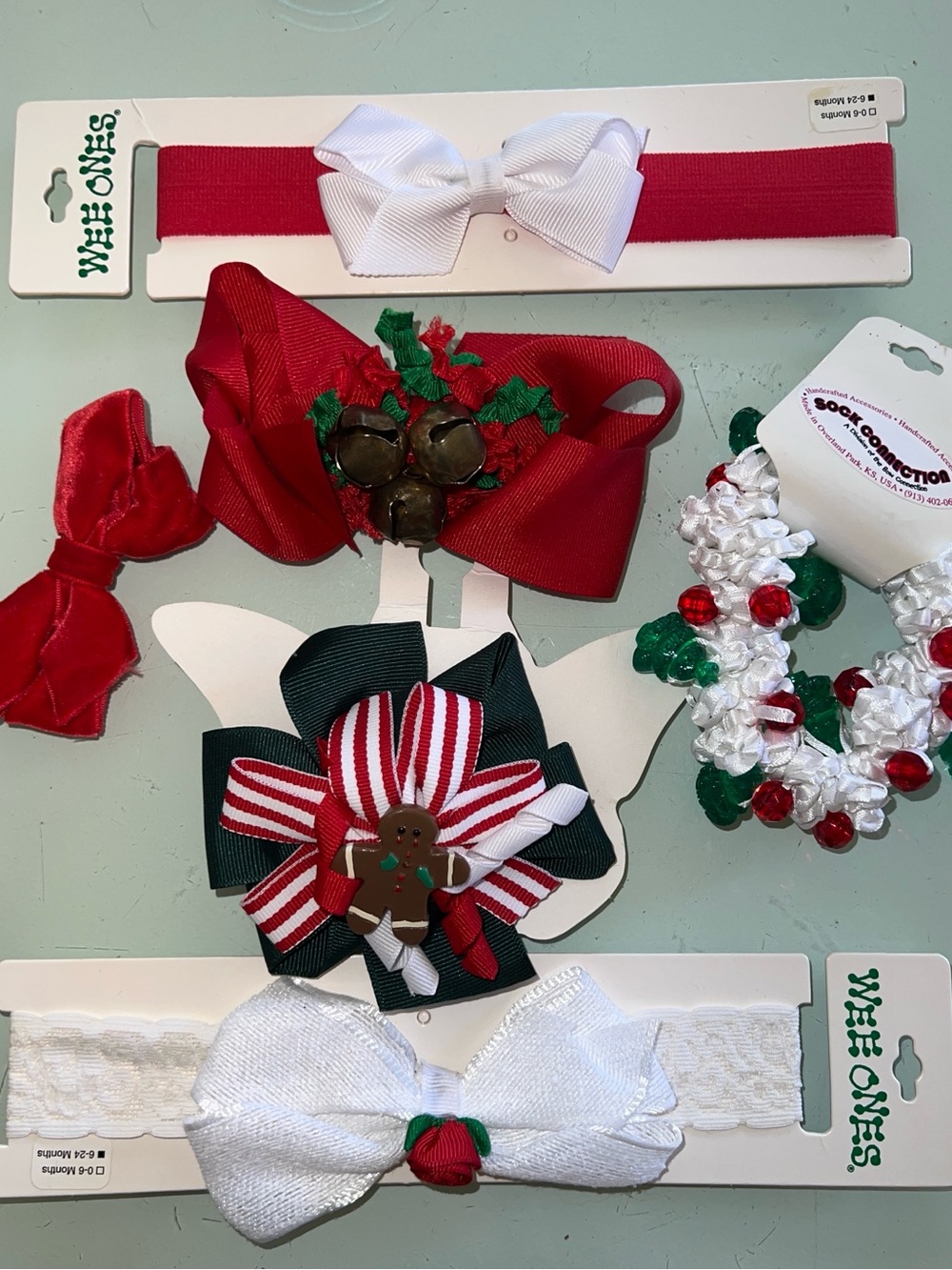 Holiday Kids Bow Hair Accessory Set - Red, White, Green